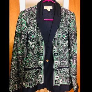 Michael Kors Green & Navy Paisley Blazer